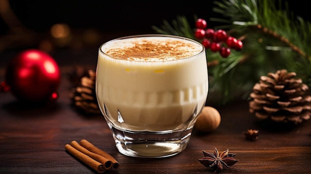 Homemade White Holiday Eggnog Generative ai