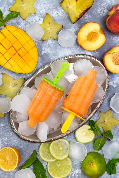 Homemade yellow popsicles