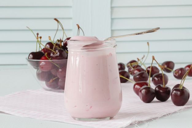 Homemade yogurt with cherry