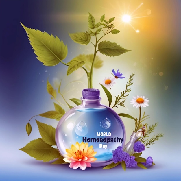 Homeopathie Dag Concept Holistische genezingsoplossingen Levendige illustratie