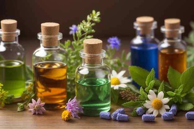 Foto homeopathische kruidenextracten in kleine flessen