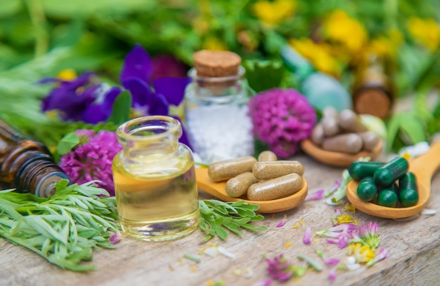 Homeopathy herbs and medicine pills