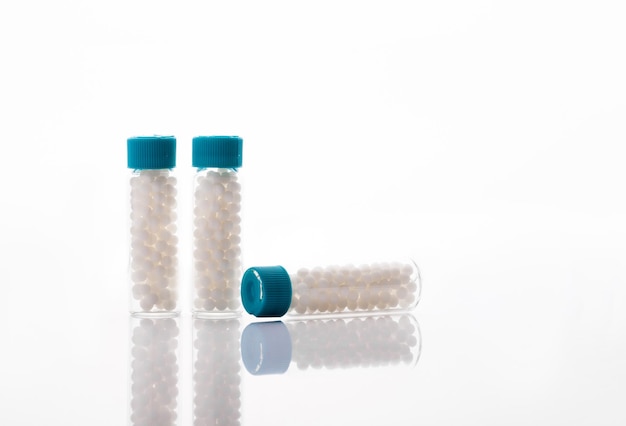 A homeopathy medicine concept with homeopathic pills
