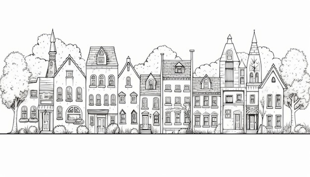 Photo homes of harmony a delightful neighborhood coloring page