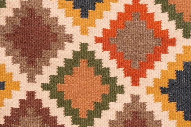 Homespun traditional rugs Ukrainian folk craft close up