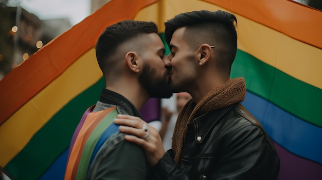 Homopaar Zoenen Gay Pride Generatieve Ai