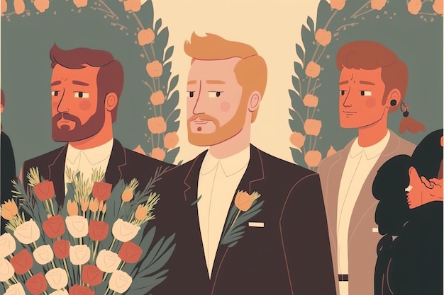 Homosexual lgbt marriages flat illustration