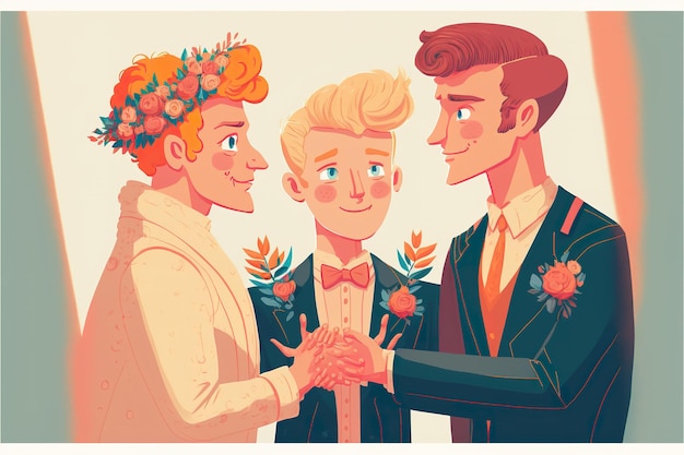 Homosexual lgbt marriages flat illustration