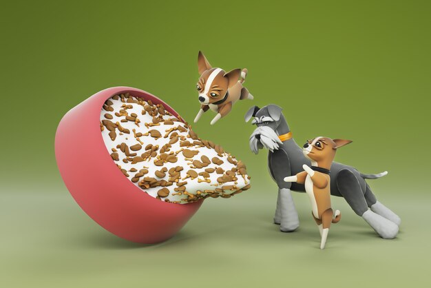 Hond activiteit 3d illustratie