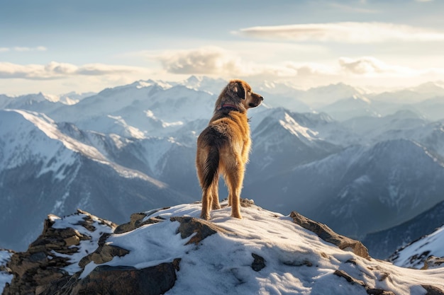 hond bovenop een berg