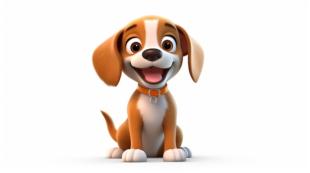 Hond Cartoon stijl High definition Witte achtergrond 8k Generatieve Ai