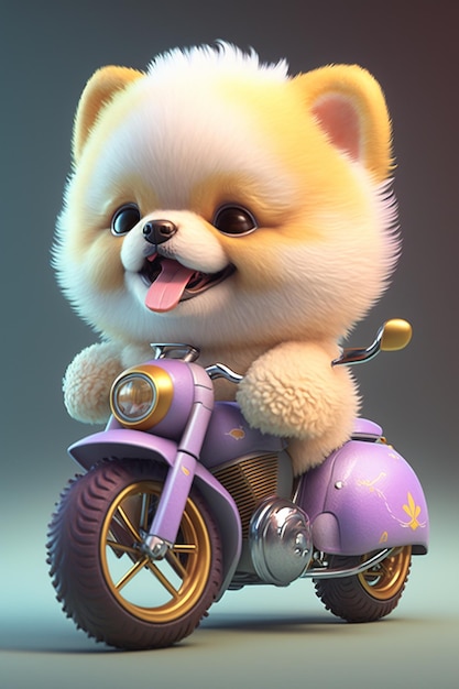 Hond die op een motorfiets generatieve ai zit
