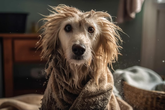 Hond droogt zichzelf af door te schudden