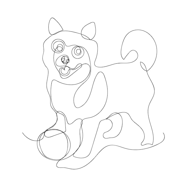 hond één lijn kunst vector ontwerp