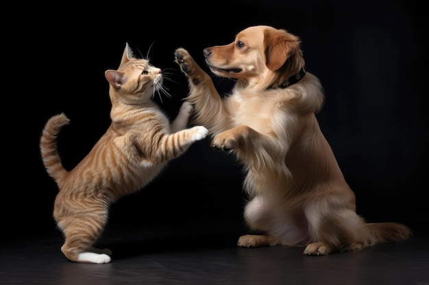 Hond en kat dansen generatieve AI