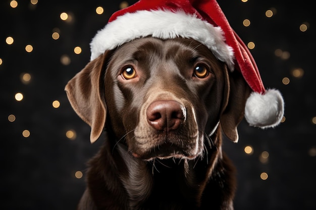 hond en kat van een kitten in een kerst kerstmuts close-up Generatieve AI