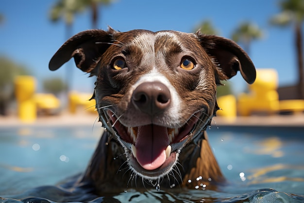 Hond geniet van een duik