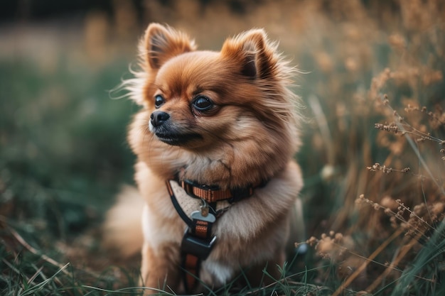 Hond geniet van een wandeling