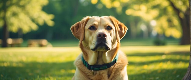 Hond geniet van een zonnige dag in het park