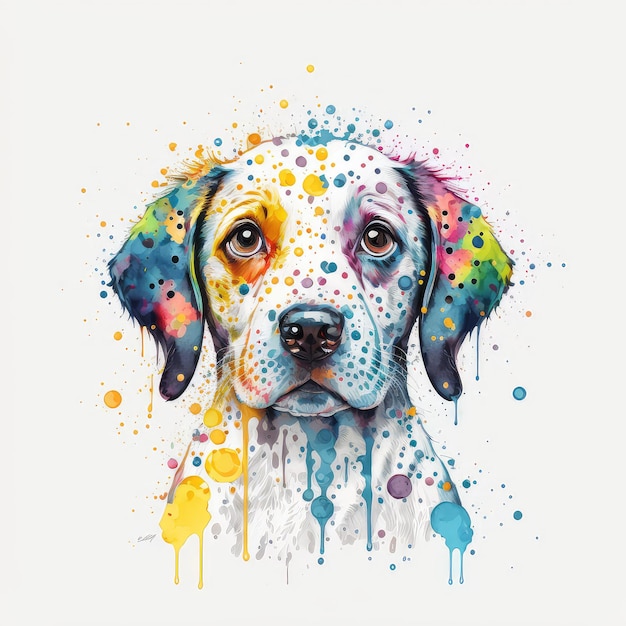 Hond gezicht tekening achtergrond met pop van kleur voor t-shirts print generatieve ai