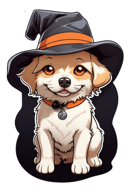 hond halloween herfst grafiek op witte achtergrond