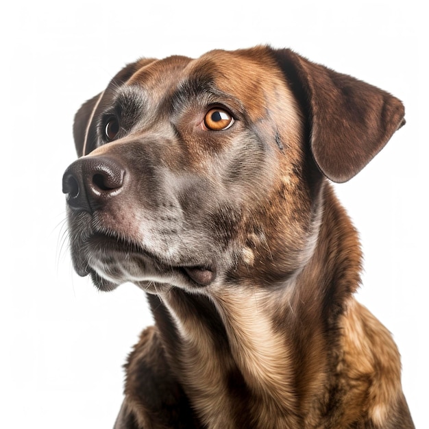 Hond headshoot geïsoleerd op witte achtergrond genereren ai