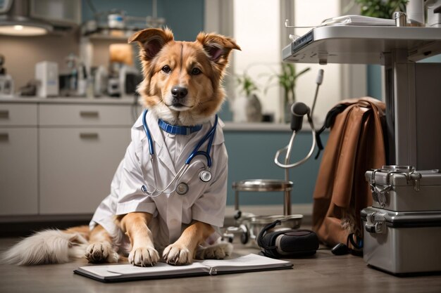 Hond in de dokterskamer.