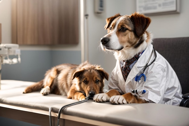 Hond in de dokterskamer.