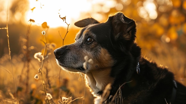 hond in de herfst op het veld AI Generative