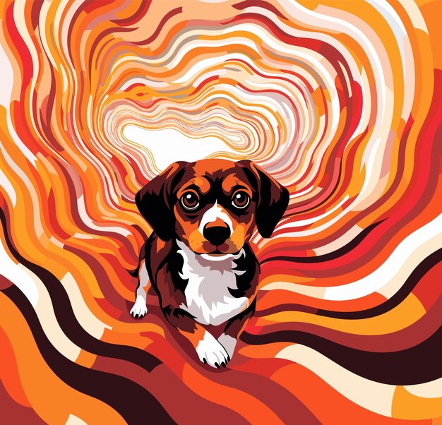 Hond in decoratieve vector pop art stijl