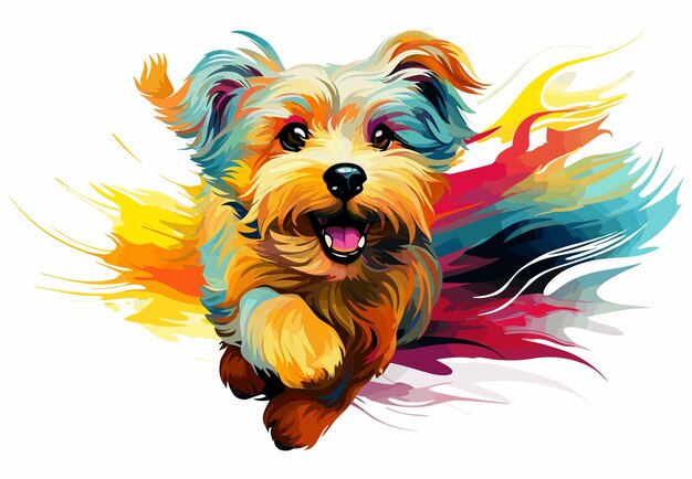 Hond in decoratieve vector pop art stijl