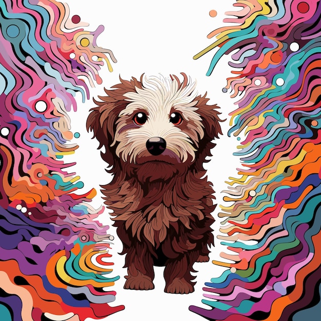 Hond in decoratieve vector pop art stijl