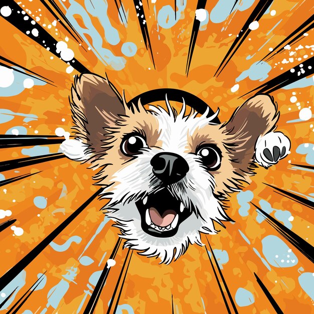 Hond in decoratieve vector pop art stijl