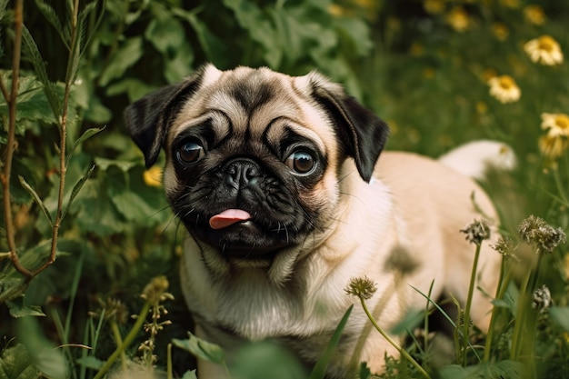 Hond in een tuin