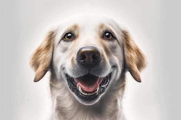 hond lacht op witte achtergrond