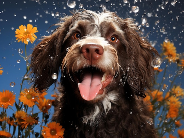 hond met bloemen schilderen