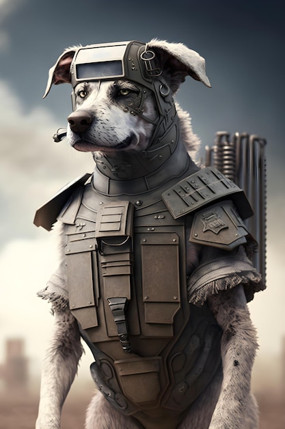 hond met militaire helm