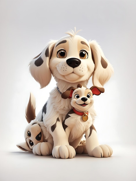 Hond met puppy Disney-tekenfilmstijl