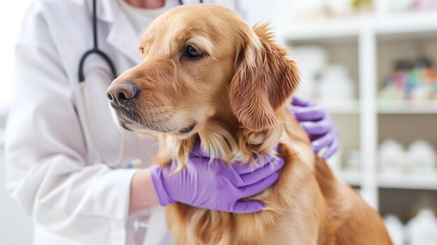 Hond ondergaat diergeneeskundig onderzoek in lab generatieve AI