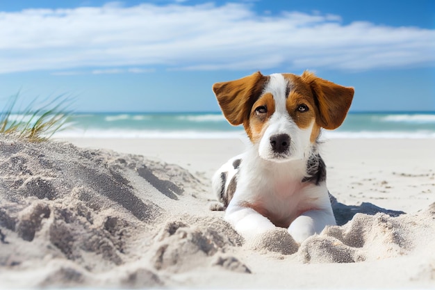 Hond op het strand zomervakantie Generatieve AI