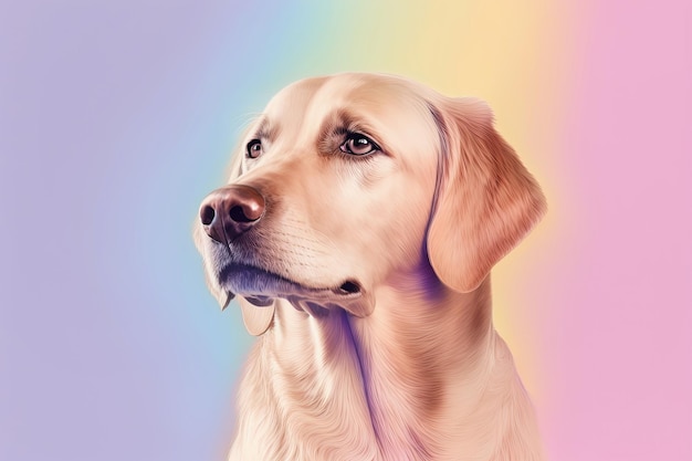 Hond portret roze en gele pastelkleuren kopiëren ruimte