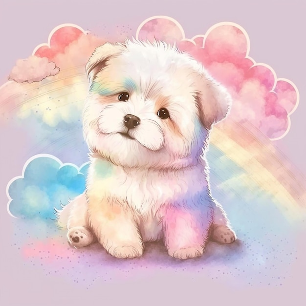 Hond Puppy Leuke Abstracte Pastelkleur