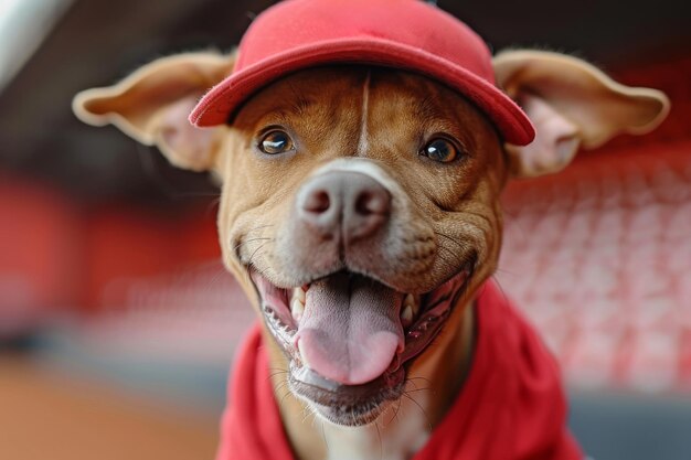 Foto hond speelt en draagt een honkbal