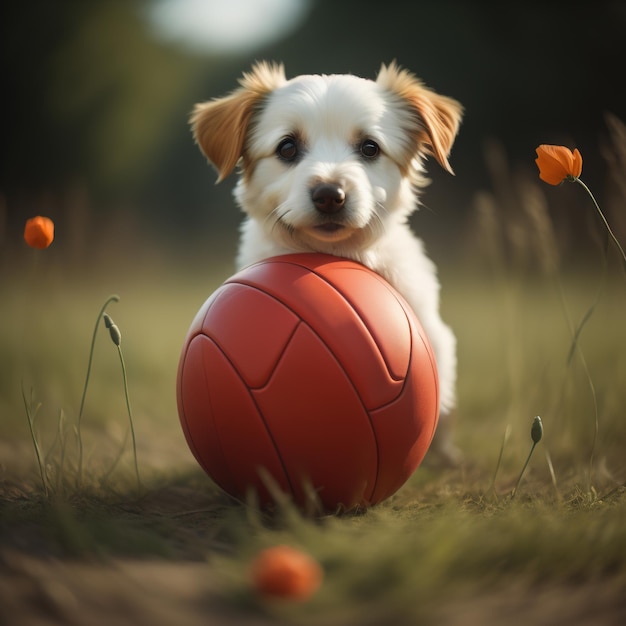 Hond spelen met de bal