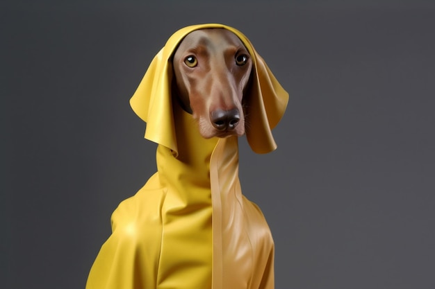 Hond stijlvol kunst mode concept latex dier grappig kleurrijk huisdier Generatieve AI