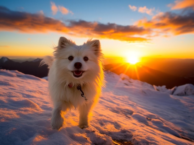 Hond tijdens een winterwandeling