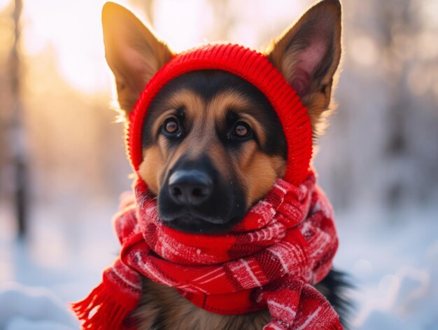 Foto hond tijdens een winterwandeling