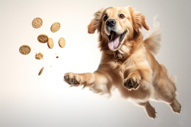 Hond vangt een koekje AI gegenereerd