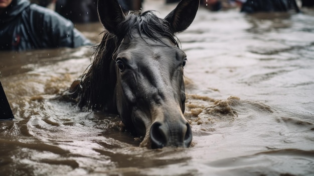 Hond verdrinkt in water overstromingsredding generatieve ai