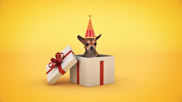 Hond Verjaardagsfeestje 3D-rendering